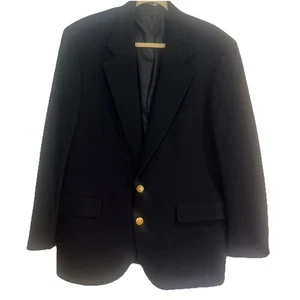 Vtg Polo University Club Blazer Mens 44 Blazer Navy Blue Virgin Wool Gold Button - Picture 1 of 17