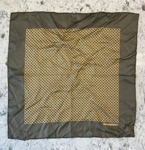 Vintage Hermes Olive Silk Pocket Square Geometric Motif - Picture 1 of 7