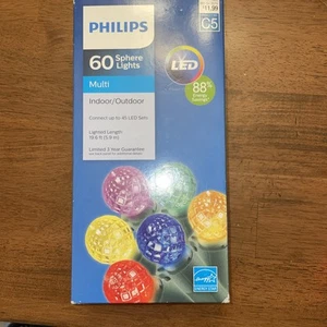 NEW Philips 60 Led multi color sphere Lights Energy Saving Outdoor TESTED/WORKS - Picture 1 of 5