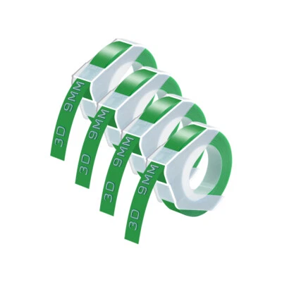 4PK 3D Emobssing Label Tape White on Green 520103 For Dymo Organizer Xpress Pro - Image 1 of 4