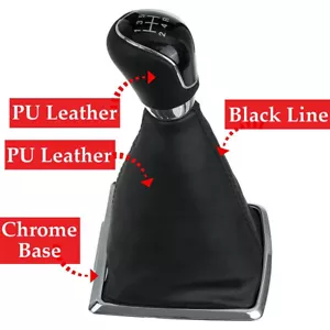 5 Speed Leather Shifter Shift Knob with Boot Cover For Ford Focus MK2 2005-2012 - Picture 1 of 10