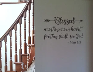 Blessed are the pure in heart Matt 5:8 Bible Verse Christian Decal Wall Sticker - Picture 1 of 2