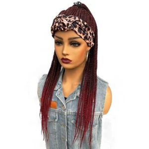 Headband Wigs Black Women Synthetic Braided Twist Crochet Hair Long Straight - Picture 1 of 13
