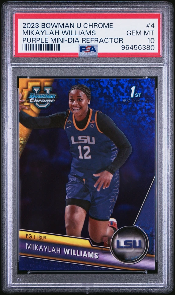 Mikaylah Williams 2023-24 Bowman U Chrome Purple Mini-Diamond /399 #4 PSA 10 - Image 1 of 2