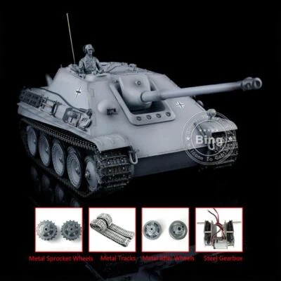 Henglong 1/16 Gray 7.0 Upgraded Jagdpanther RTR RC Tank 3869 Metal Tracks Idlers - Image 1 of 4