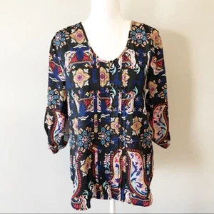 Yumi Kim Women's Lizzie Floral Print Hi-Low Top V-neck Paisley Marigold MSRP$138 - Picture 1 of 8