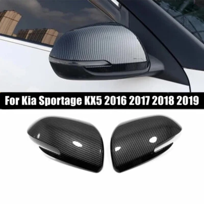 Tapa de cubierta de espejo retrovisor lateral de fibra de carbono 2 piezas para Kia Sportage KX5 2016-2019 Foto 1 de 4