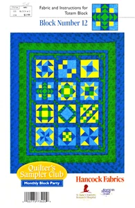 BLOQUE TÓTEM, Quilter's Sampler Club Block 12 Patrón de Telas Hancock - Imagen 1 de 1