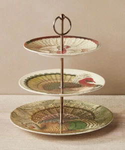 John Derian x Target Fall Turkey 3 Tier Serving Tray Thanksgiving Decoration - Picture 1 of 13