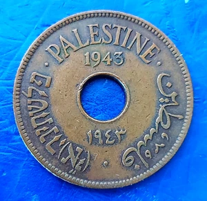 Moneda de Bronce Israel Palestina Mandato Británico 10 Mils 1943 XF - Imagen 1 de 2