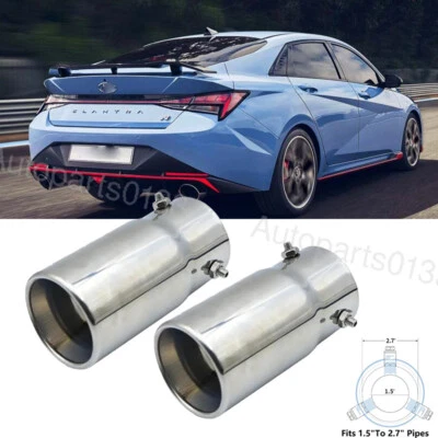 2X For Hyundai Elantra Exhaust Pipe Tip Rear Tail Throat Muffler Stainless Steel Foto 1 de 4