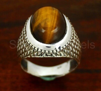 Natural Tiger Eye Ring, 925 Sterling Silver Ring, Handmade Designer Ring - Image 1 of 4