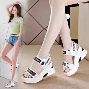 Sport Sandalen für Damen 2024 Neu Sommer Fischmaul Keilabsatz Muffin Plateau Papa - Bild 1 von 26