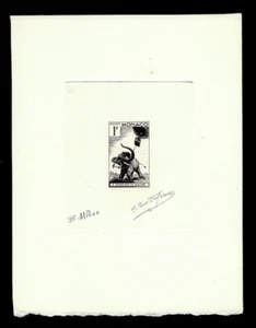 Monaco Stamps Scott 340 Sunken Die Proof Signed Black - Picture 1 of 1