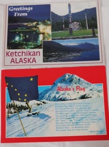 Postkarten Alaskas Flagge mit Gedicht & Grüßen von Ketchikan Alaska Vintage - Bild 1 von 6