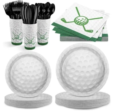 168 Piezas Suministros para Fiesta de Golf Incluye 48 Platos de Postre de Golf y 24 P... Foto 1 de 4