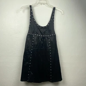 Steve Madden Womens Size Medium Black Cotton Silk Studded Mini Dress Sleeveless  - Picture 1 of 9