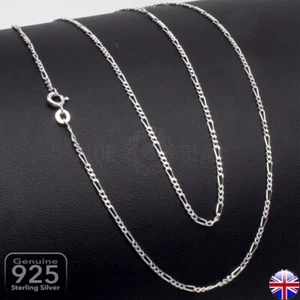 "Collar de cadena genuino de plata esterlina 925 FIGARO 16"" 18"" 20" - Imagen 1 de 3