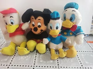 Vintage Disney Mickey Mouse Plush Lot Mickey Mouse Donald Duck Huey 1950-60s - Picture 1 of 5