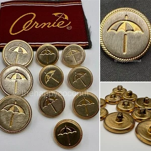 ARNIE BLAZER REPLACEMENT BUTTONS UMBRELLA LOGO SILVER GOLD TWO TONE VINTAGE LOT - Picture 1 of 9