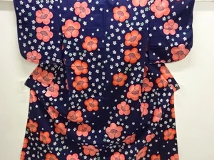54440# JAPANESE KIMONO / ANTIQUE YUKATA / COTTON / UME - Picture 1 of 1
