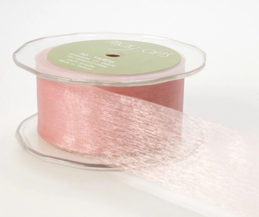 May Arts 2 Inch Soft Shimmer Organza Ribbon - Pink - 50 Yards - Image 1 of 1