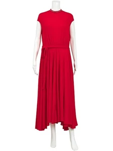 CELINE Red Studded Neckline Dress AU 8 - Pre-Owned Good Condition - Picture 1 of 1