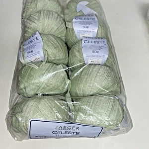 Jaeger Filato Lotto 10 ~ Celeste - 50g Poliammide Viscosa e Lino - Verde Chiaro - Foto 1 di 4