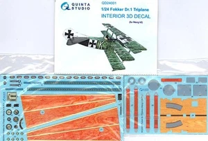 Quinta Studios 1/24 FOKKER Dr.I TRIPLANE 3D DECAL COLORED INTERIOR SET Meng - Picture 1 of 8