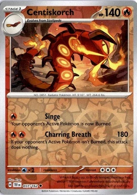 Centiskorch Reverse Holo Uncommon SV05: Temporal Forces 037/162 Near Mint - Image 1 of 2