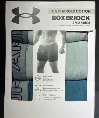 CONJUNTO 3 cuecas boxer Under Armour 6 polegadas ALGODÃO CARREGADO multicoloridas 5XL - Imagem 1 de 2