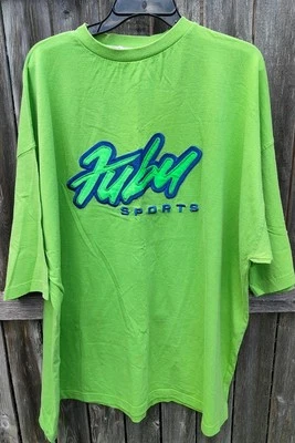 Vintage FUBU SPORTS Embroidered Oversized Retro  Streetwear T-Shirt Neon Green  - Image 1 of 4