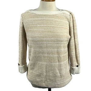 Karen Scott Damen Pullover beige Glitzer 3/4 Arm U-Boot-Ausschnitt Größe Medium - Bild 1 von 24