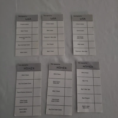 1990 Los Simpson Misterio de la Vida Juego de Mesa 12 Cartas de Agenda Foto 1 de 2