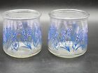 Oui Yogurt Cups Decorative Floral Blue Flowers Juice Glass Containers Set of 2