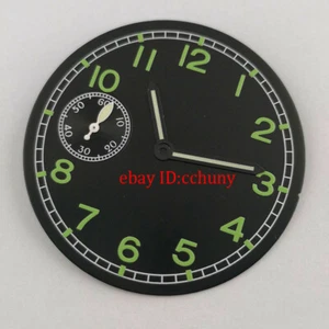 38,9 mm esfera de reloj negro brillante con manecillas ajuste ETA 6497 movimiento gaviota st3600 - Imagen 1 de 4