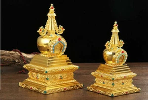 7/8,8" Statue Reliquie Stupa Pagoda Buddhismus Dharma Chörten Treasures Relics  - Bild 1 von 12