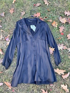 Zara Long Sleeve Mini Dress, Collar, Button Front Silk Look Sz XL - Picture 1 of 5