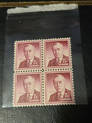 US Block of 4 Stamps Sc #1040 ~ 1956 WILSON - LIBERTY SERIES 7c MNH -#3703 - Image 1 of 3