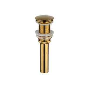 Gold Polished Bathroom Basin Brass Pop Up Drain Without Overflow - Picture 1 of 6
