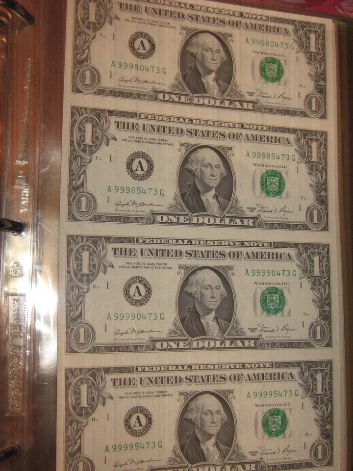 1981 $1 Uncut Sheet - A99980473G - Very Rare sheet only issue - Image 1 of 1