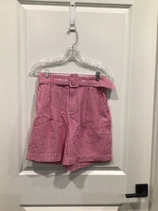 NUEVO CON ETIQUETAS A New Day Mujer Grande Rosa Blanco Seersucker Pantalones Cortos Botones Cremallera Frontal - Imagen 1 de 3