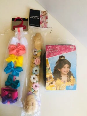 Disney Child Hair Dress Up: Princess Wig / 20” Braid Hair Clip / 7pc Clip Bows - Image 1 of 4