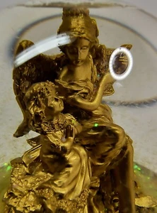 Vintage Snow globe Golden Angel And Child Musical Works Christmas Plays - Picture 1 of 10
