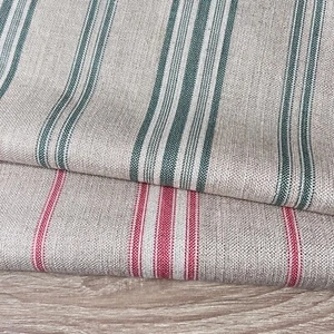 Red Stripe LINEN blend upholstery Fabric, 85 cm x 138 cm - Picture 1 of 9