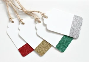 Glitter Dipped Gift Tags Christmas Luggage Wedding Favour Wedding Gift Bag Gold - Picture 1 of 12