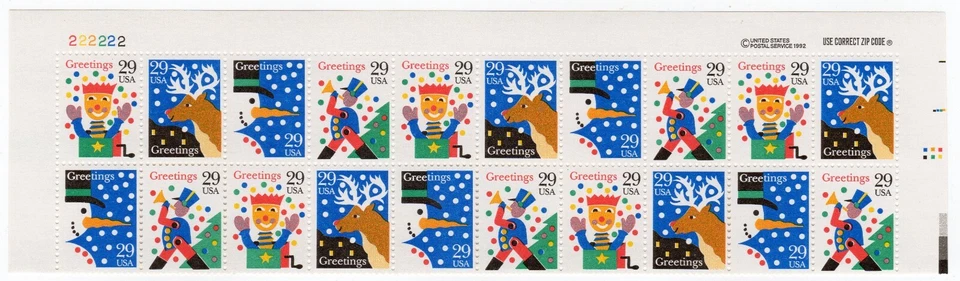 Scott #2794a 29¢ Seasons Greetings Plate Block of 20 Stamps - MNH P#222222 - Image 1 of 1