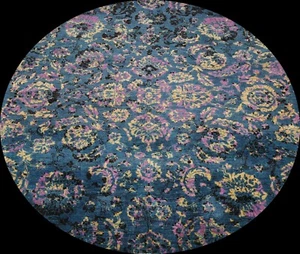 Abstract Modern Wool/ Silk Floral Oriental Area Rug Handmade Carpet 6'x6' Round - Picture 1 of 12