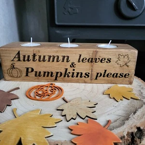Autumn Decor / Gift ,laser Engraved Wooden TeaLight Holders - Picture 1 of 11