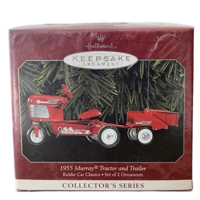 SEALED 1955 MURRAY TRAC PEDAL TRACTOR TRAILER 1998 HALLMARK KEEPSAKE ORNAMENT - Image 1 of 4
